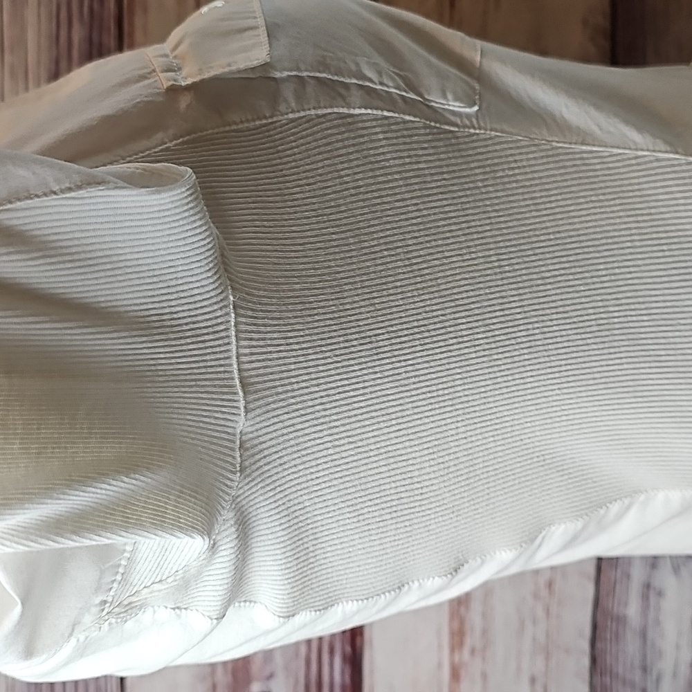 NWT JAMES PERSE WHITE CONTRAST PANEL 3/4 ROLL-UP TAB SLEEVE BUTTON-UP SHIRT FLAW - Picture 4 of 15
